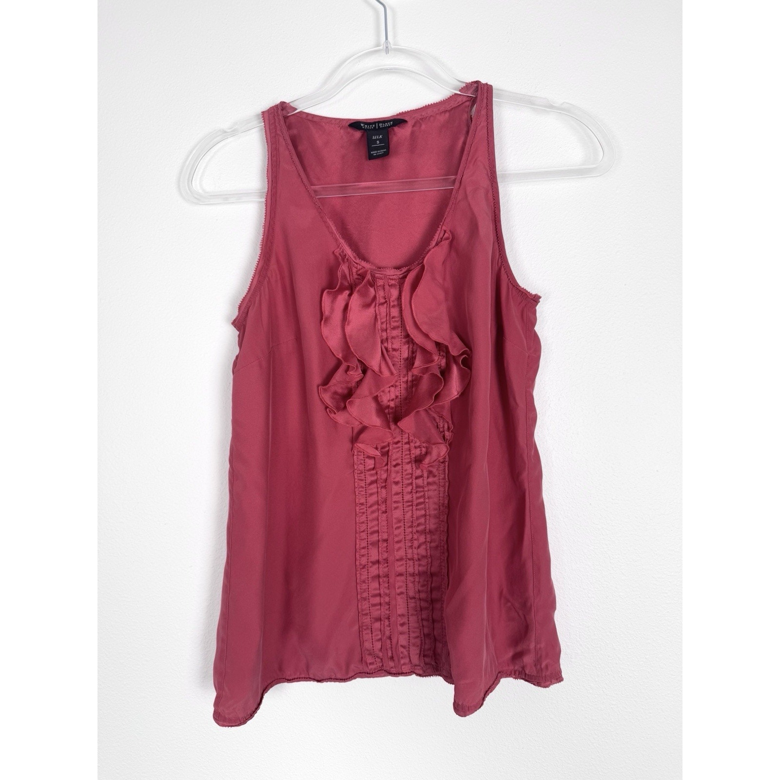 White House Black Market Pink Ruffle Blouse